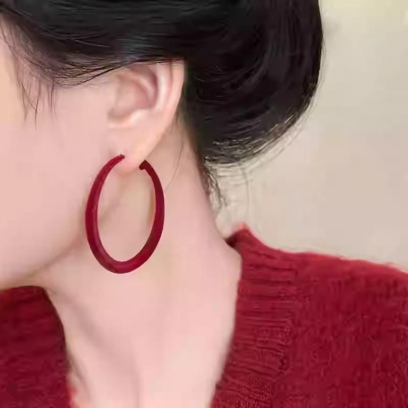 Geometrische Creolen mit Leopardenmuster für Damen: Herbst/Winter High-End, Süße & Coole Nieten, Gesichtsschlankmachende Modeaccessoires