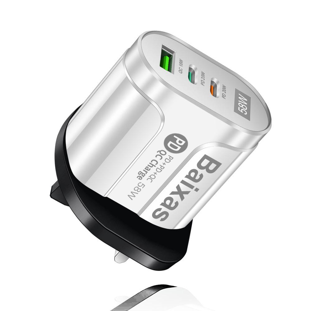 58W Dual Fast Charger with 2PD+QC3.0 - EU, US, UK, AU Plug