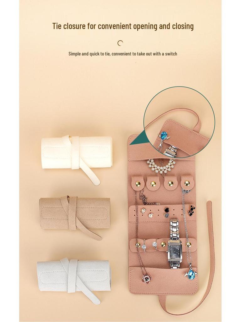 Multifunctional Cross-Border Jewelry Roll: Foldable Portable Microfiber Storage Clutch