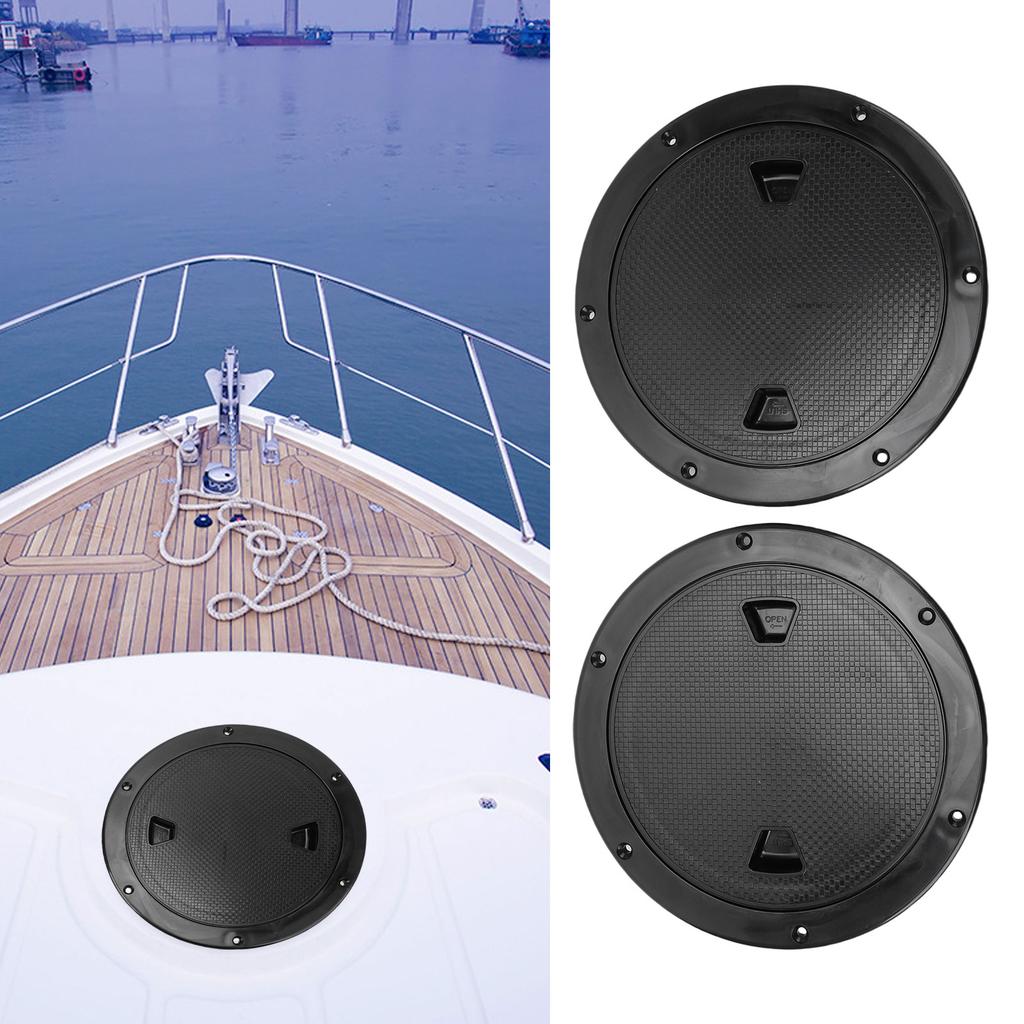 2PCS 8 Inch Deck Plate Round with Detachable Cover Antislip Excellent Rubber Sling Inspection   Cover for Marine Yachts Boat