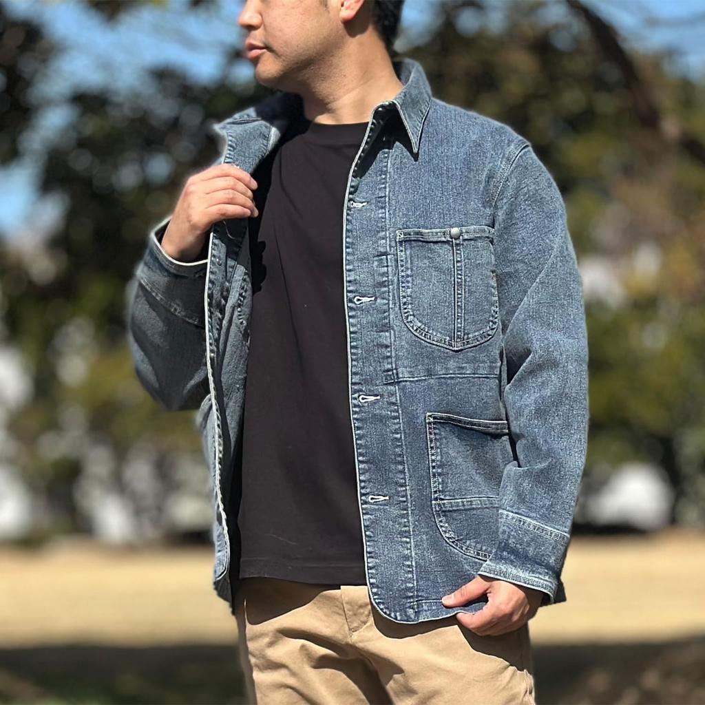 Hanes Stretch Denim Sizes and LL Men's Jacket, M, L, (JP, Alphabet, M, Navy)