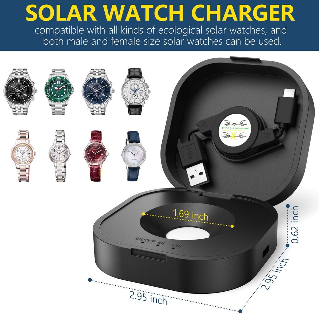 JIANDUN Solar Powered Fast Charger for All Eco Solar Reloj Hombre Solar Pad Powered Portable Design with Timing Function Watch, Watches, Smartwatch,