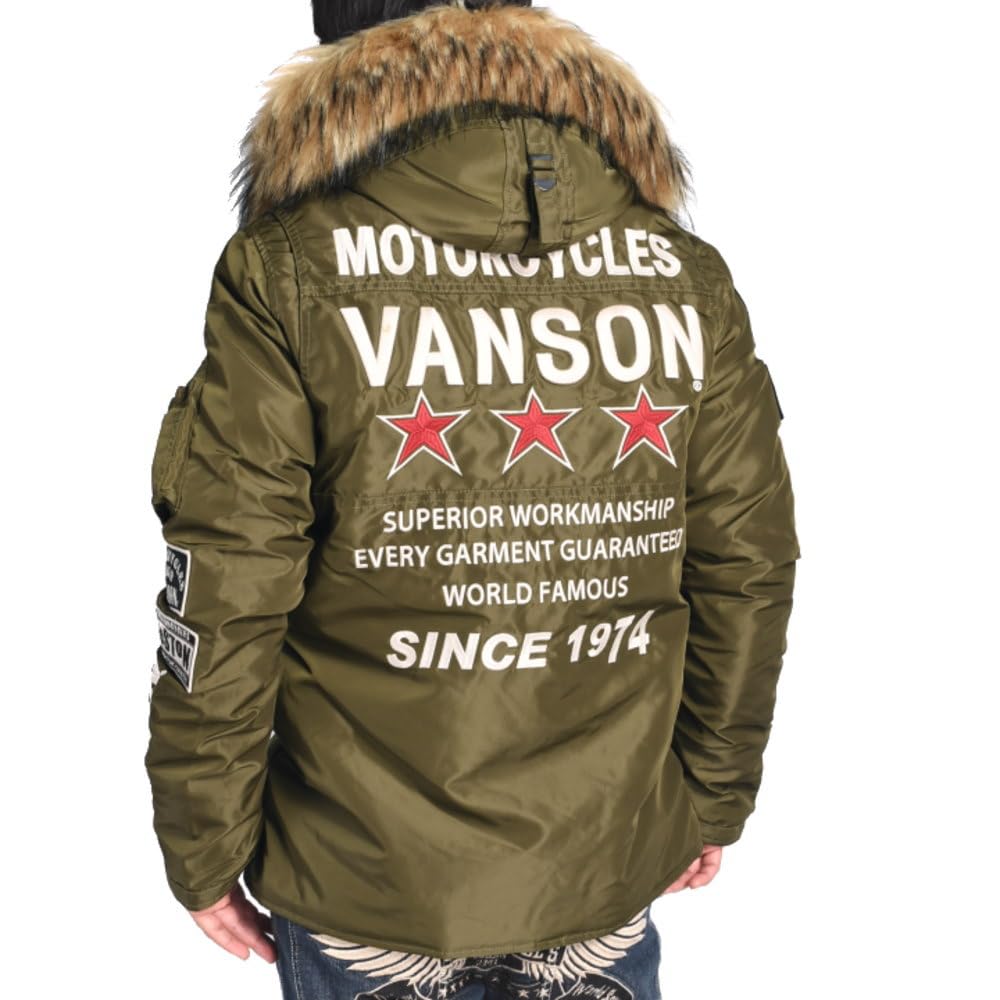 

Flight Jacket Triple Star Embroidery Patch Custom Riders Specification V [Vanson] N-3B & NVJK-2305 (M, Green)