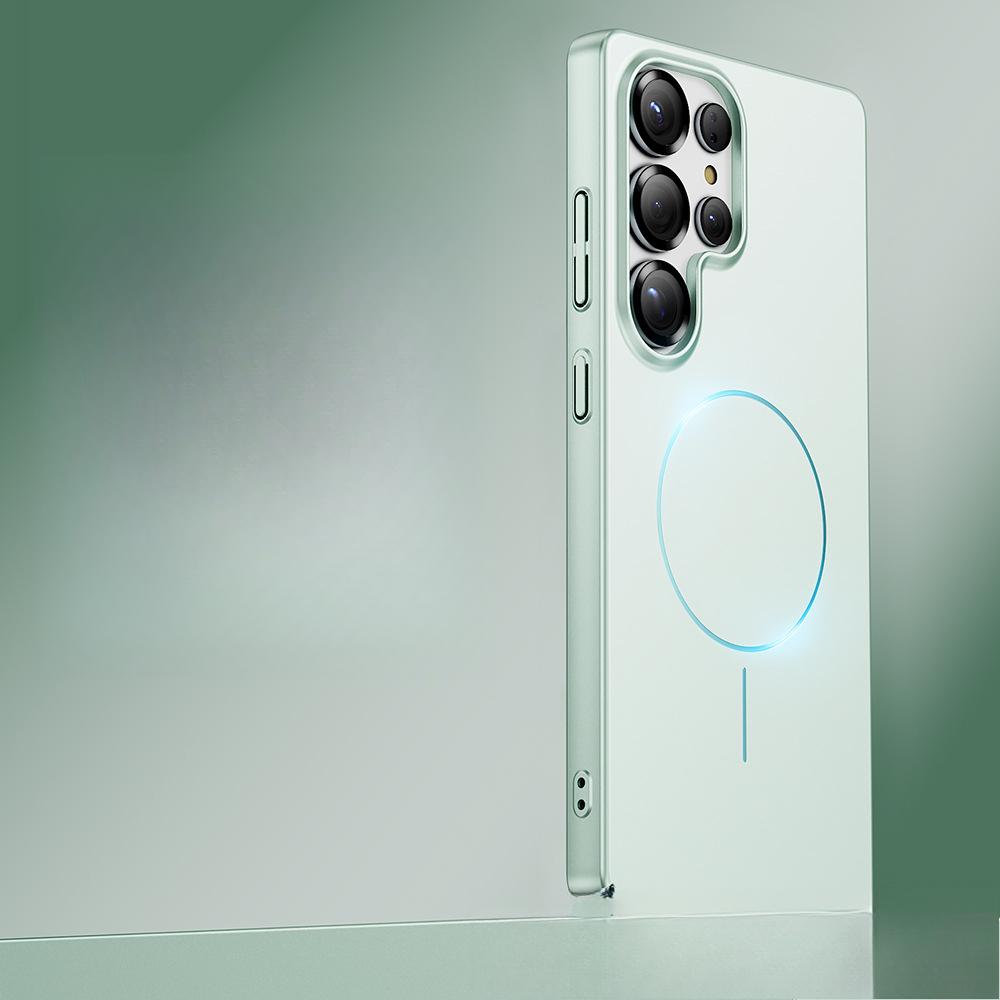 Metallic Paint Spray with A Skin-like Feel, Suitable for Samsung S25Ultra High-gloss Fine Ring Magnetic Phone Case S24 Shockproof S23PC