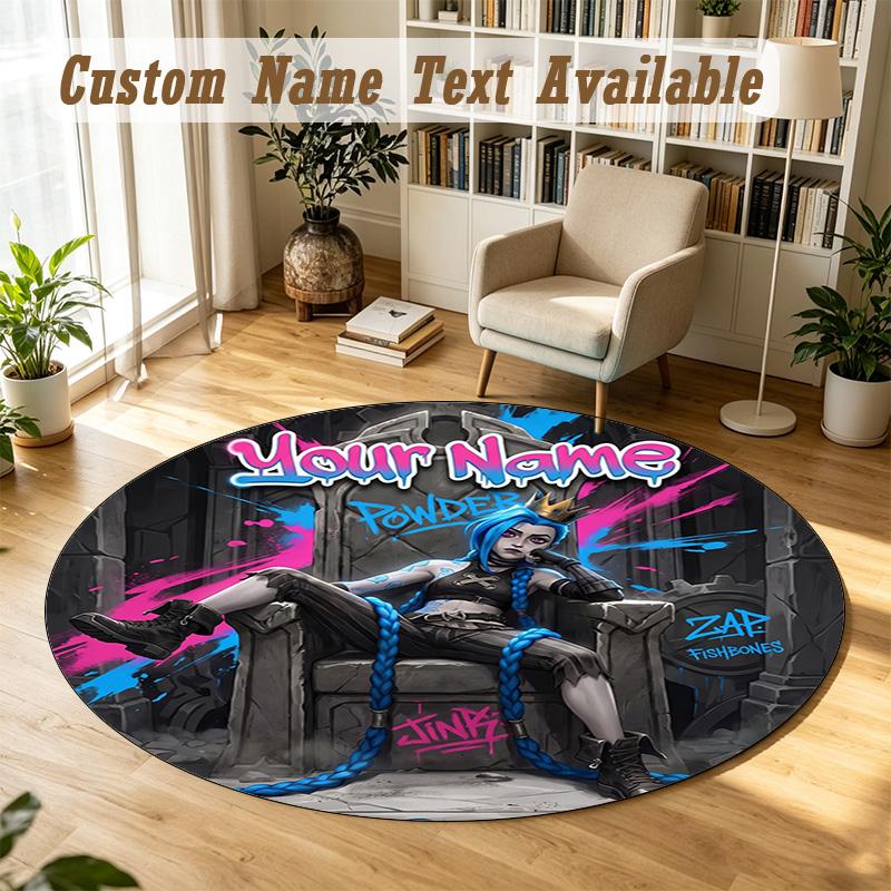 Arcane Personalized Round Rug Support Custom Name, Soft Home Decor Mat