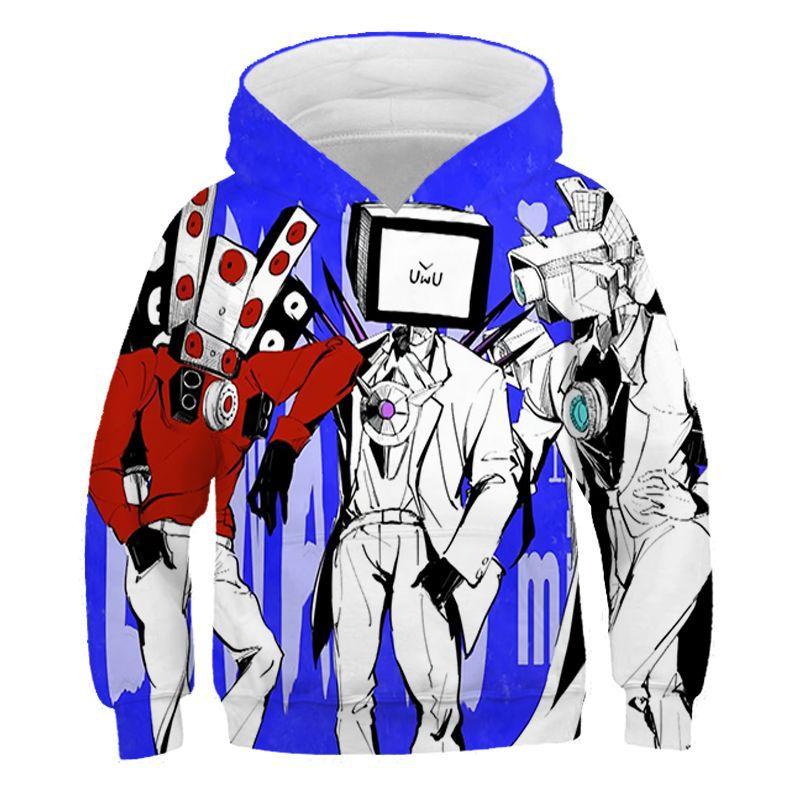 Felpe con Cappuccio Grafica 3D Gioco Divertente Skibidi Toilet Felpe High Street Ragazzi Ragazze Pullover Larghi Streetwear Felpe per Adolescenti