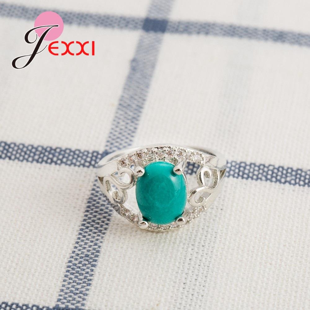 Genuine 925 Sterling Silver Noble Dark Green Fire Opal Inlaid Rings For Women Girls Wedding Vintage Accessory est Quality