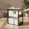 Open WireMesh Storage Rack with Raised Sides Versatile Metal Frame WoodWoodenLook