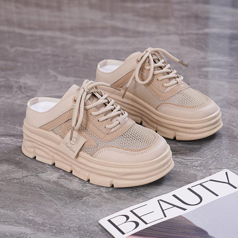 Summer new baotou half slippers ins soft bottom casual heelless sandals CY 35 хаки