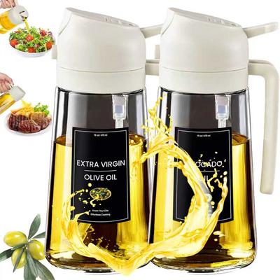 מתקן שמן 2 ב-1, מרסס שמן לבישול - מתקן שמן 16oz/470ML למטבח, בקבוק מתקן שמן זית עם מדבקות