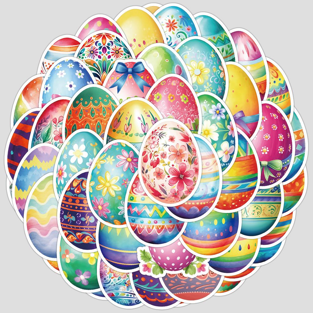 50 Easter Egg Graffiti Stickers for Mobile Phones and Computers, Waterproof Decorative Stickers, Creative Easter Stationery Stickers