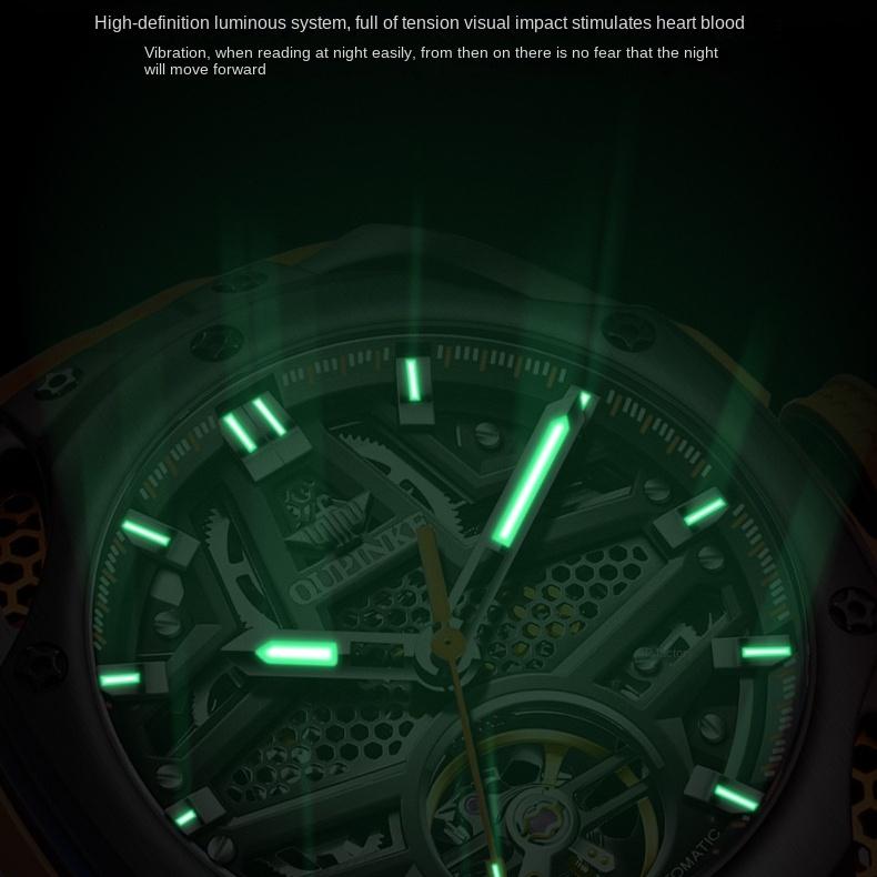OUPINKE Watch Silicone Hollow Movement Waterproof Mechanical Watch Men's Watch
