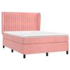 Lit avec sommier à lattes - Maison Exclusive - Matelas 140x190 cm - Velours rose - Tête de lit incluse
