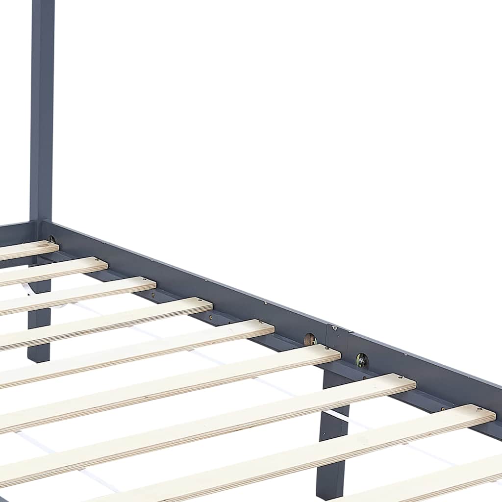 Grey Solid Pine Canopy Bed Frame 100 x 200 cm