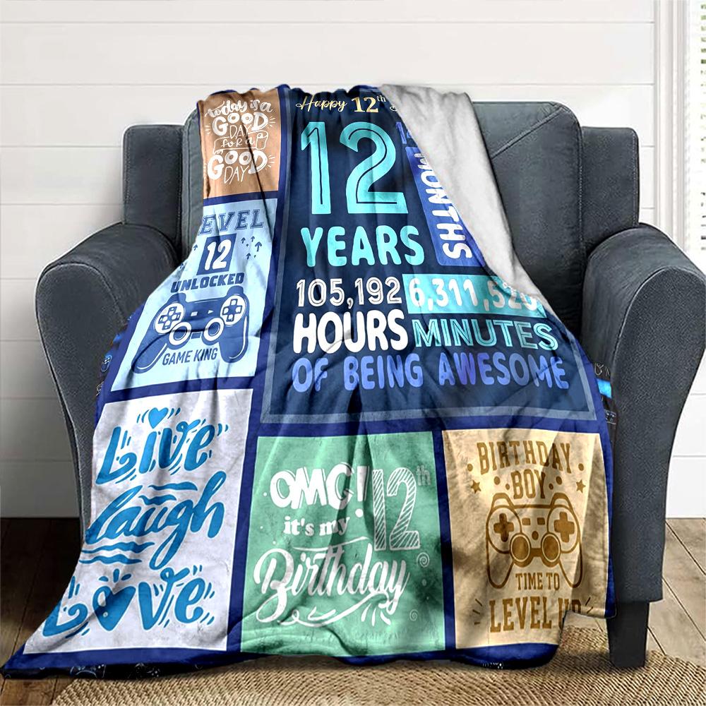 12Th Birthday Celebration Gift Blanket Warmthful Decor Throw Sofa Couch Office Occasions Versatile Accessory Birthday Christmas Gift Blanket Y6