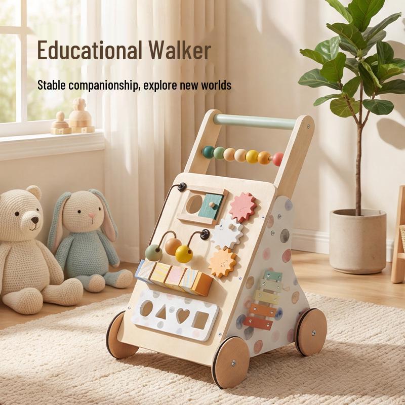 

Netherlands Baby Walker Stroller: Anti-Tip, Wooden, Multi-functional Toy for Infants