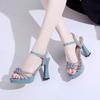 Dames Zomerschoenen Platform Sandalen 2026 Mode Hoge Hakken Sandaal Dames Schoenen met Hak Rode Open Neus Strass Bruiloft