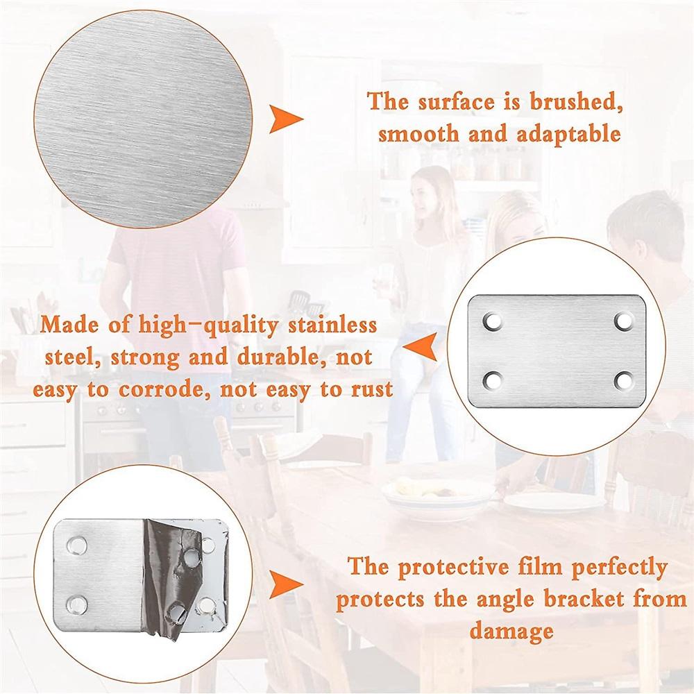 Flat Fixing Bracket, 15 Pcs Flat Corner Brackets Stainless Steel Flat Connectors (with 60 Screws)