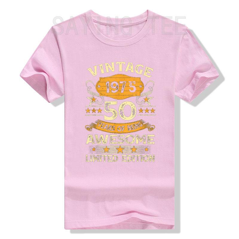 Vintage 1975 Cool 50 Year Old Bday Men Women 50th Birthday T-Shirt Born In 1975 Saying Awesome Tee Top Short Sleeve Blouses Gift