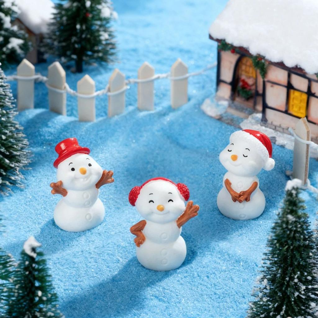 5/10Pcs Mini Snowman Figurines Cute Christmas Ornaments For Xmas Tree Decor Diy Fairy Garden Holiday Gift