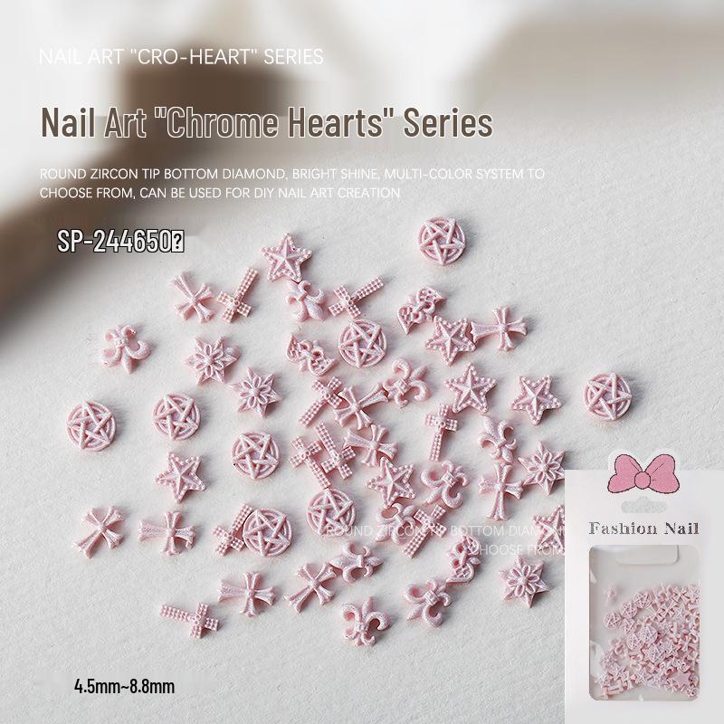 Colorful Cross & Star Chrome Hearts Nail Art Resin Bow Accessories