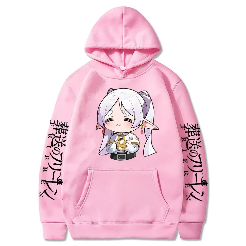 Cartoon Cute Frieren Hoodies Beyond Journey's End Manga Prind Autumn Winter Fleece Streetwear Tops