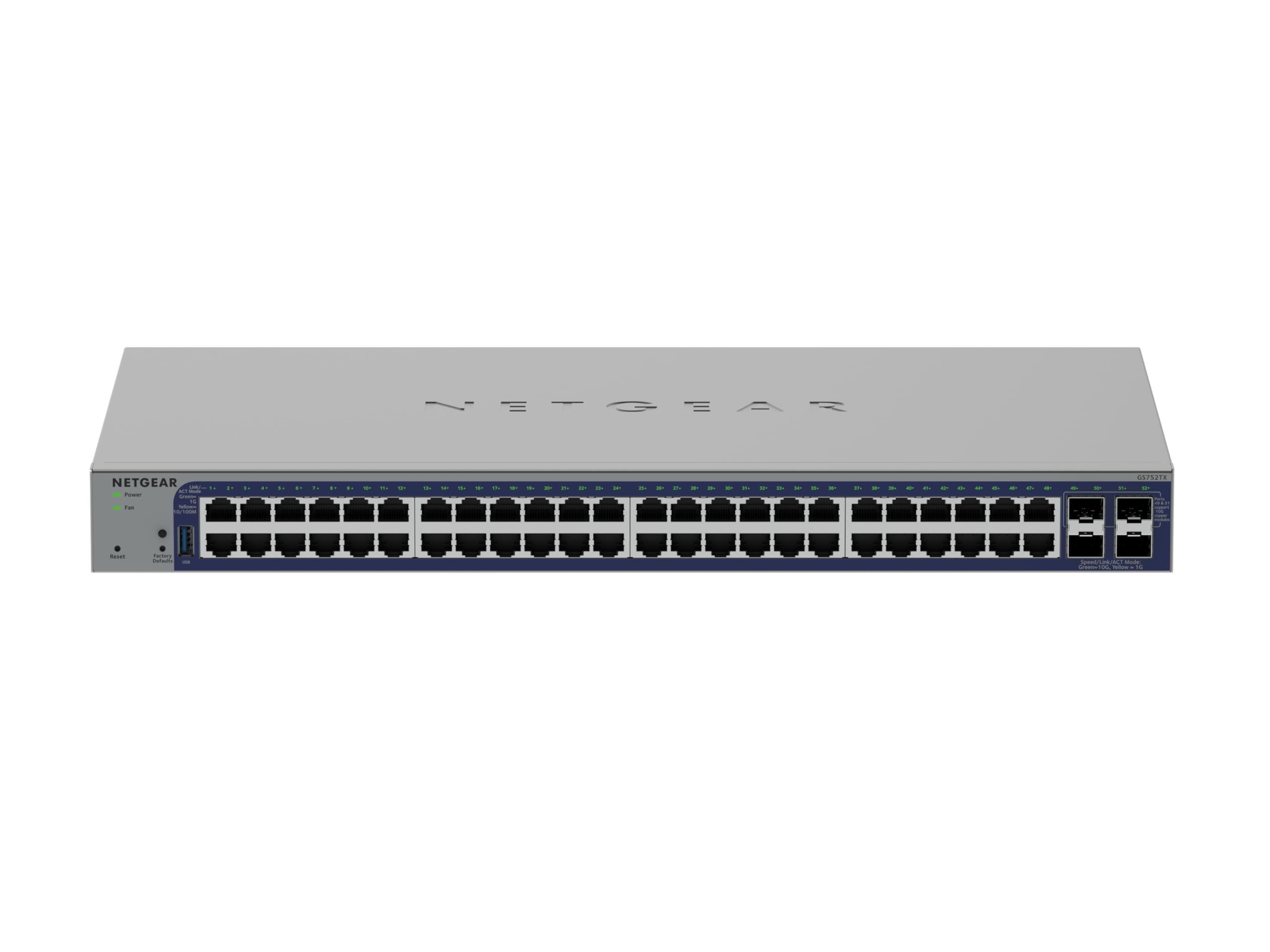 

Genuine NETGEAR Switching 48 x4 Cloud Smart Cloud Limited Lifetime Hardware Warranty GS752TX-300JPS Hub, Ports, 1G/10G SFP+ Uplinks, Management,