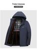 Men's Winter Cotton Jacket with Detachable Hood, Cold-proof and Warm Outerwear for Middle-aged and Elderly, Plus Velvet Lining.