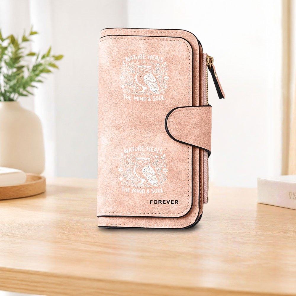 Forest Owl Long Zipper Wallet Large Capacity Card Holder Unisex Clutch Bag Fashionable Zipper Coin Purse Perfect for Daily Commute Travel Shopping