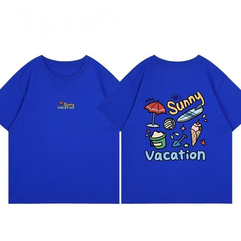 

Women Unisex Sunny Vacation Beach Doodle TShirt Surfboard Ice Cream Print Oversize Cotton Short Sleeve Casual White Tee Top S