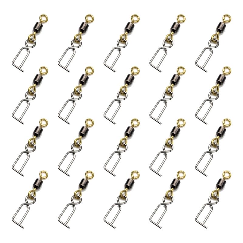 

20pcs Fishing Swivels Clip Stainless Fast Lock Clip Swivels for Squid Jig Fast Change Lure Clip Tackle Snap Connector 1