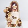 33pcs Bear Cake Topper Boho Rainbow Cake Decorations with Beige Brown Bears Pearl Balls Rainbow Cake Pick for Gender Reveal Wedding Birthday Party