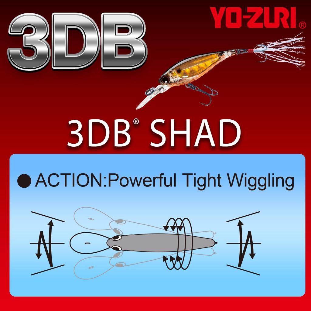 YO-ZURI Bass Lure 3DB Shad (SP) 70mm Color: Sunset Shad