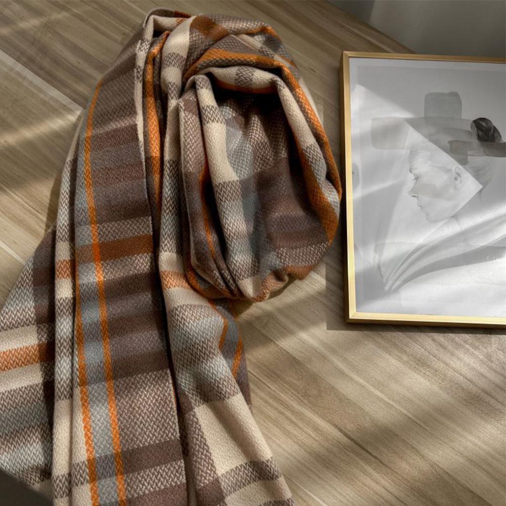 Women Fashion Plaid Scarf Winter Sweet Warm Imitation Cashmere Shawl Neck Warmer For Birthday Gifts