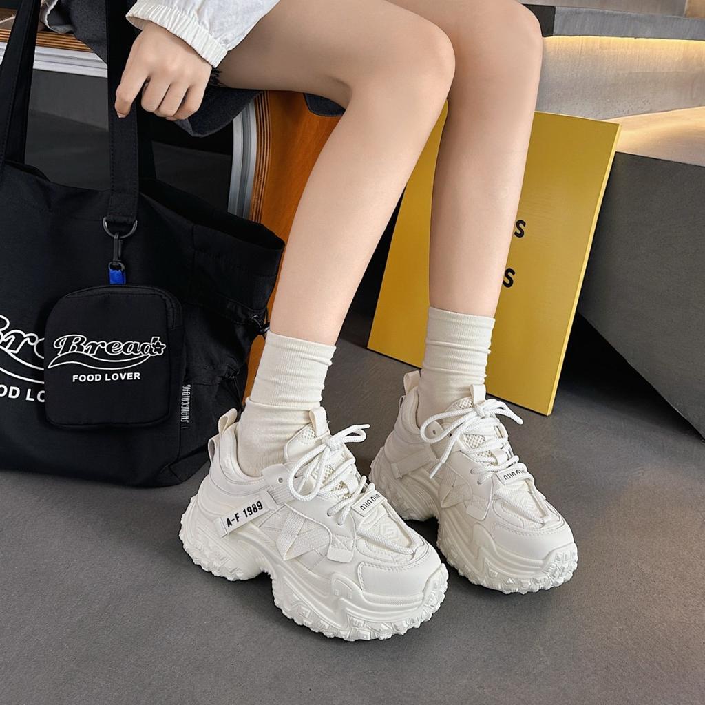 Fashion Casual Style Sports Women's Shoes 2025 New Lightweight and Versatile Autumn Leather Small Platform Dad Shoes