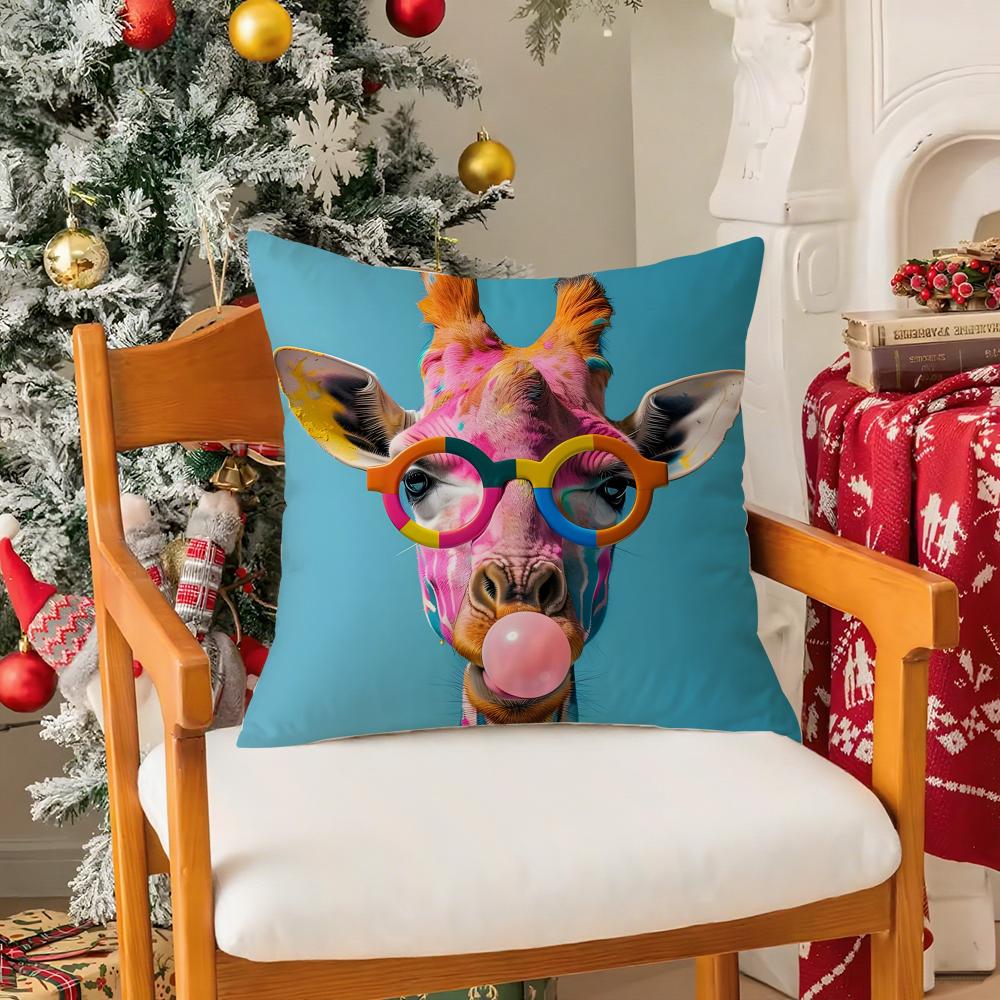 Cute Funny Cartoon Party Decorations Animals Pillow Case Silky Short Plush With Invisible Zipper Dustproof Sofa Cushion Cover