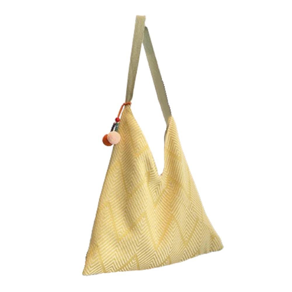 

Элегантная повседневная плетеная сумка в полоску, женская летняя сумка на плечо для активного отдыха жёлтый