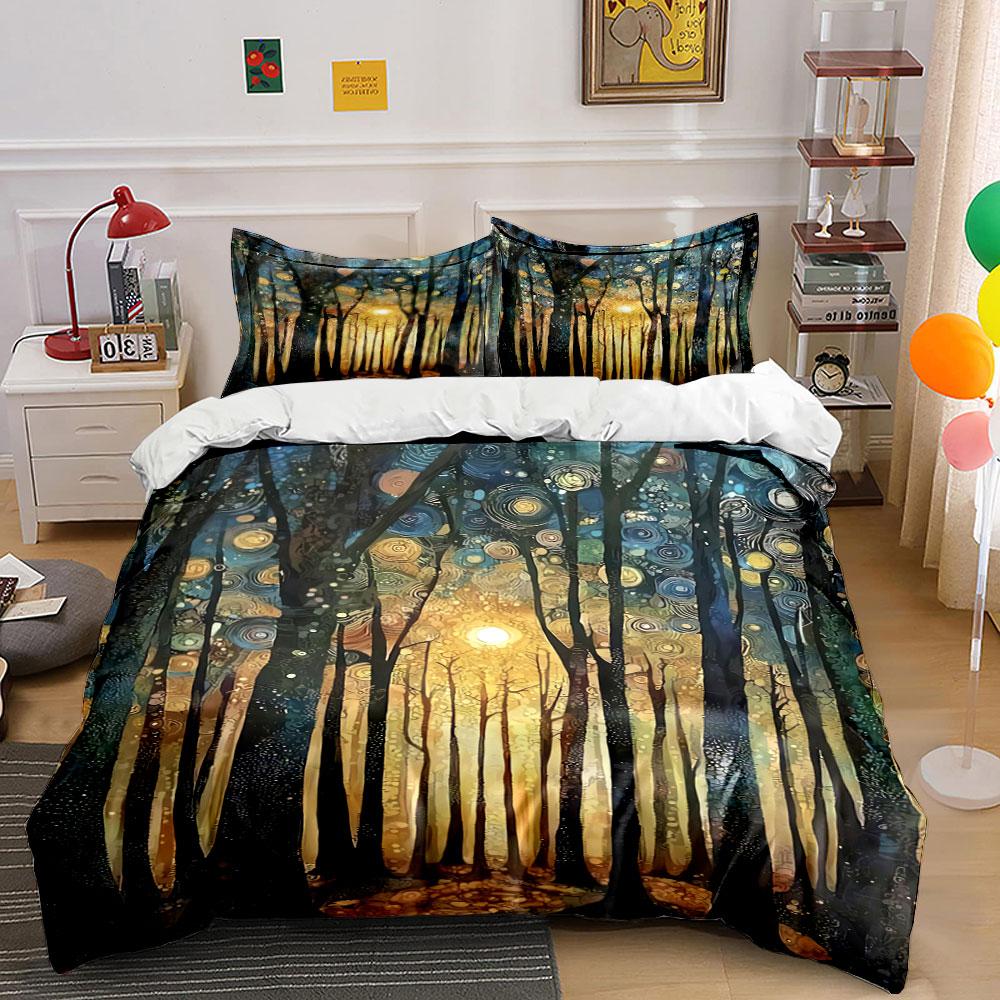 Glowing Forest with Swirls. Bedding Sets Duvet Cover Sets Duvet Covers Pillowcases(1 * Duvet Cover 2 * Pillowcases, Without Duvet Insert)