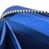 Used 11569 Saffiano Stripe Round Zip Wallet 2ML317 7940 Gray Zip Around Logo Metal Blue Unisex from Japan AUTHENTIC