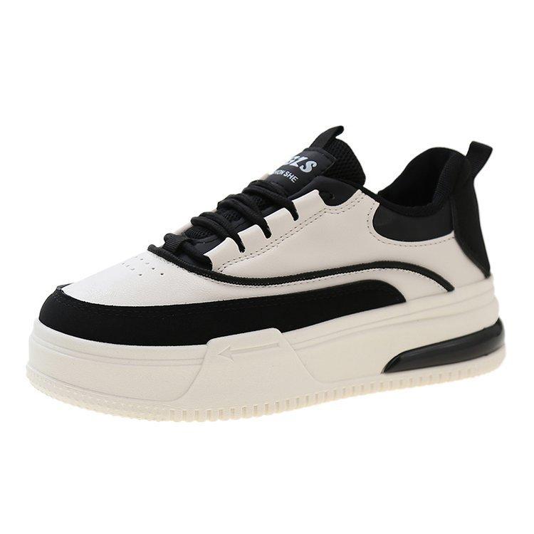 Autumn New Thick Bottom Sneaker Women's Color Matching Simple Height Increasing Skinny Women's Shoes Casual Sports White Shoes
