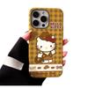 New Checked Denim Katy Suitable for IPhone16 Mobile Phone Case Apple 15 Protective Case 14 Leather Pattern Soft Shell Silver Frame
