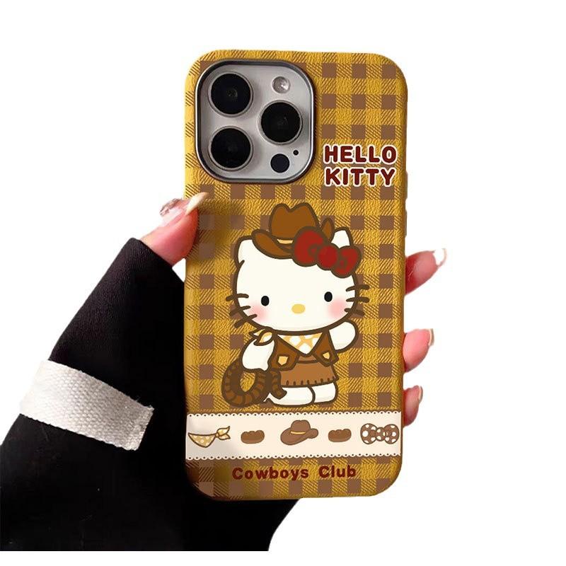 New Checked Denim Katy Suitable for IPhone16 Mobile Phone Case Apple 15 Protective Case 14 Leather Pattern Soft Shell Silver Frame