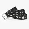 Womens Faux Fashionable Leather Punk Belt With Unique Eyelet Buckle And Riveted Accents