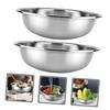 SEWOART 2-Piece Stainless Steel Wash Basin, Large Capacity, Flat Bottom, Washing Bowl for Vegetables, Rice, Fruits, Home Kitchen Accessories, Stackabl