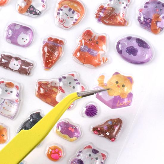 3D Panda Bunny Puffy Stickers Faux Crystal Gem Relief Stickers for Phone Decoration Cute Cartoon Stickers for Kids DIY Crafts