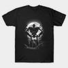 Men Black Print T-shirt Moonlight Giant No-Cut Transfer Paper Print Cotton Tshirt