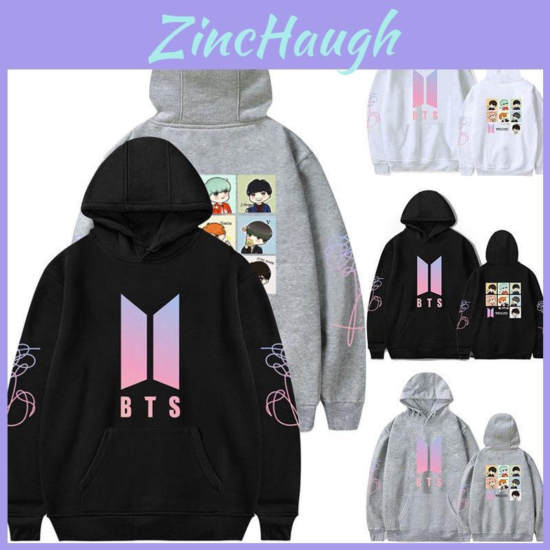 Felpa in pile con stampa logo Bts e chiusura a zip per adolescenti dallo stile di vita attivo