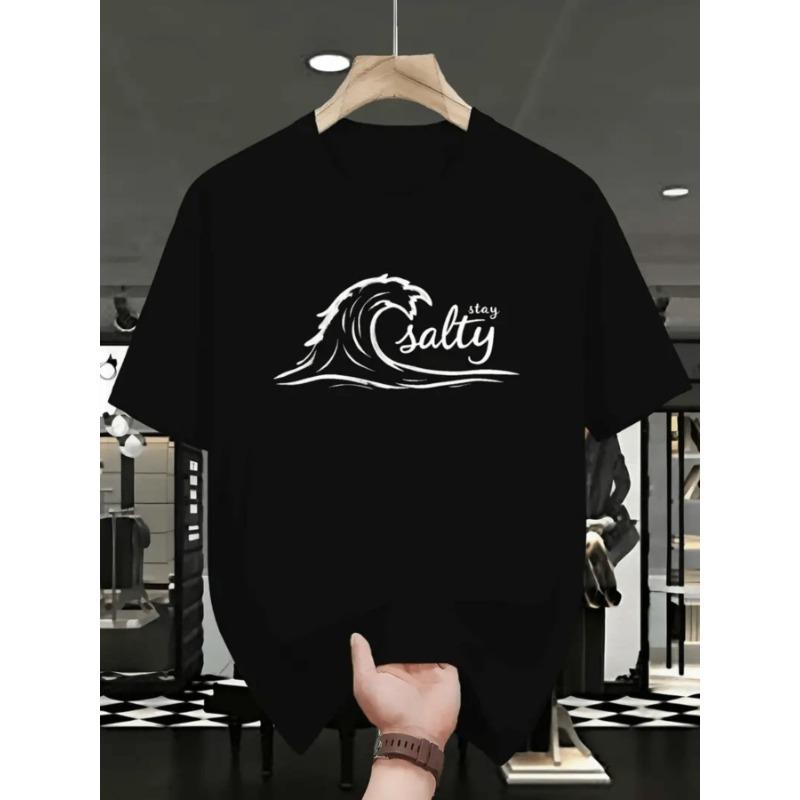 

Европейские размеры Мужская повседневная летняя футболка с модными принтами, универсальный топ S чёрный