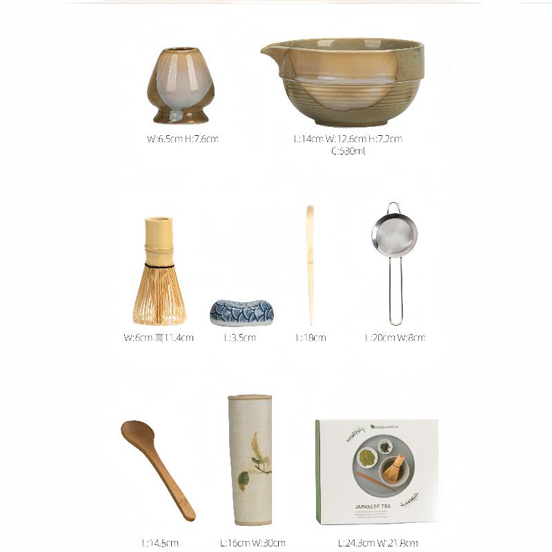 Japanese Matcha Set with Ceramic Bowl Bamboo Matcha Whisk and Tea Scoop for Tea Lovers Gifts Tea-making Tools Accessories