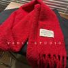 New Year Red Atmosphere Fringed Scarf for Women Warm and Cold-proof Shawl Scarf for Autumn and Winter